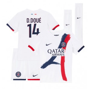 Paris Saint-Germain Desire Doue #14 Borta Kläder Barn 2024-25 Kortärmad (+ Korta byxor)